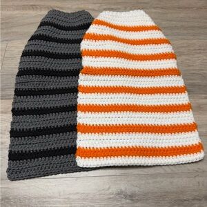 Lot of 2 Medium Handmade Striped Crochet Dog Sweaters